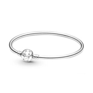 Ball Shape Charm Bracelet with Stars - Simple, Silver 925