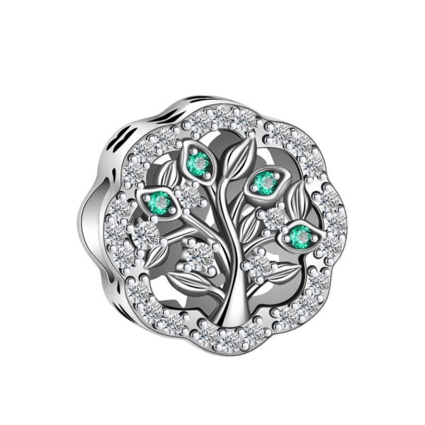 Beautiful Tree Charm with Diamante Nature, Plants, Diamante, Green, Silver 931