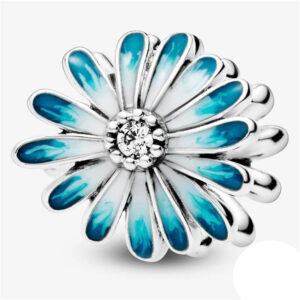 Blue to White Gradient Flower Charm Blue, White, Flowers, Nature, Plants, Silver 925