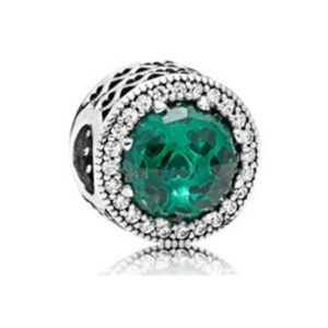 Circular Green Diamante Charm Green, Diamante, Silver 925