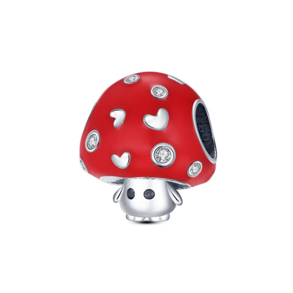 Cute Red Mushroom Charm Red, Food, Silver 925