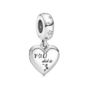 Heart Engraved with "You Did It" Congratulations CharmHeart, Engraved, Congrats, Dangle, Silver 925