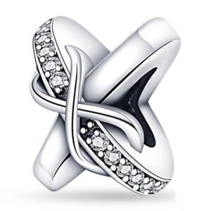 Infinity Criss Cross Charm Infinity, Diamante, Simple, Silver 925