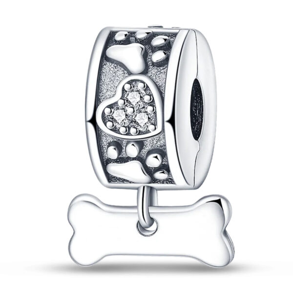 Love Pets Stopper Spacer, Paw Print Pets, Heart, Stopper, Spacer, Silver 925