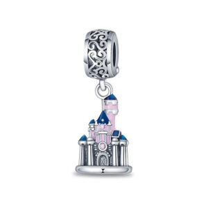 Pink Castle Charm Pink, Disney, Kids, Dangle, Silver 925