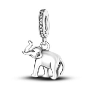 Silver Dangle Elephant Charm Animal, Simple, Dangle, Silver 925