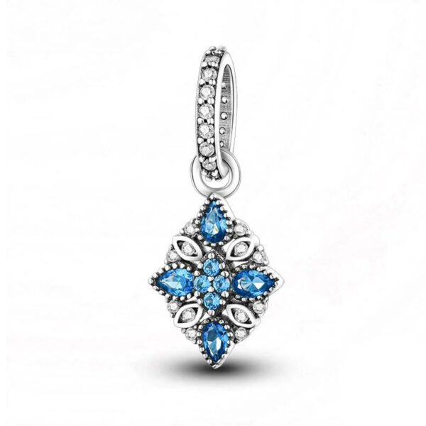 Silver-and-Blue-Elegant-Diamante-Dangle-Charm Silver and Blue Elegant Diamante Dangle Charm Blue, Diamante, Dangle, Silver 925