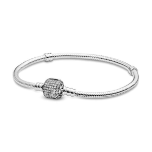 Simple Diamante Snake Charm Bracelet Cylindrical - Simple, Silver 925