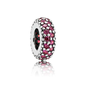 Spacer Simple Pink Diamante Pattern Spacer Charm, Silver 925