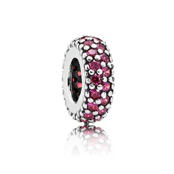 Spacer Simple Pink Diamante Pattern Spacer Charm, Silver 925