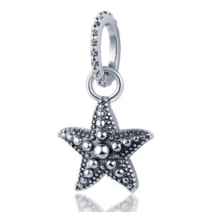 Simple Silver Starfish Charm Simple, Animal, Aquatic, Dangle, Silver 925