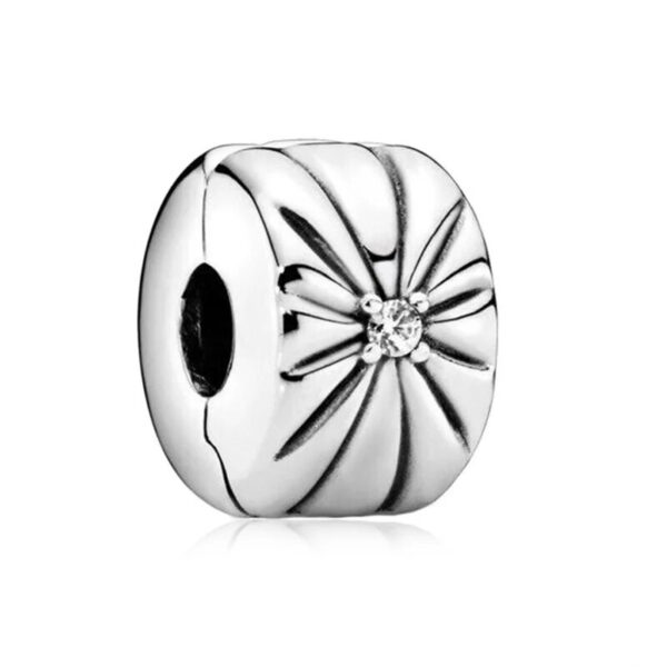 Stripes to One Diamante Stopper Spacer Diamante, Silver 925