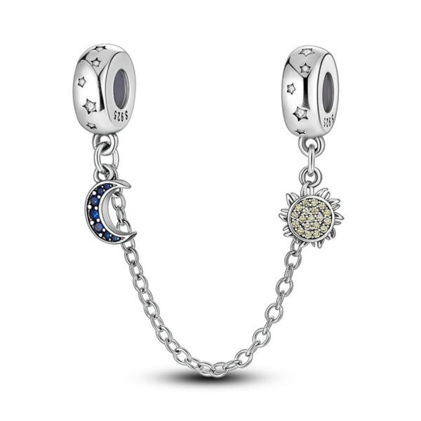 Sun & Moon Safety Chain Sun, Moon & Stars, Safety Chain, Silver 925