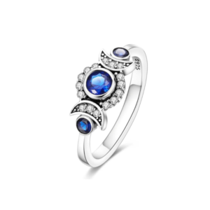 Blue Diamante Moon Ring