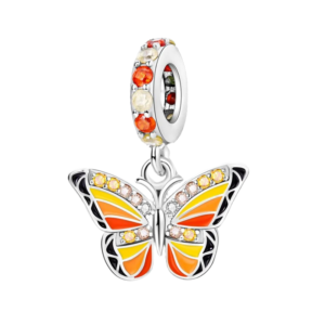 Dangle Orange Butterfly Diamante Charm