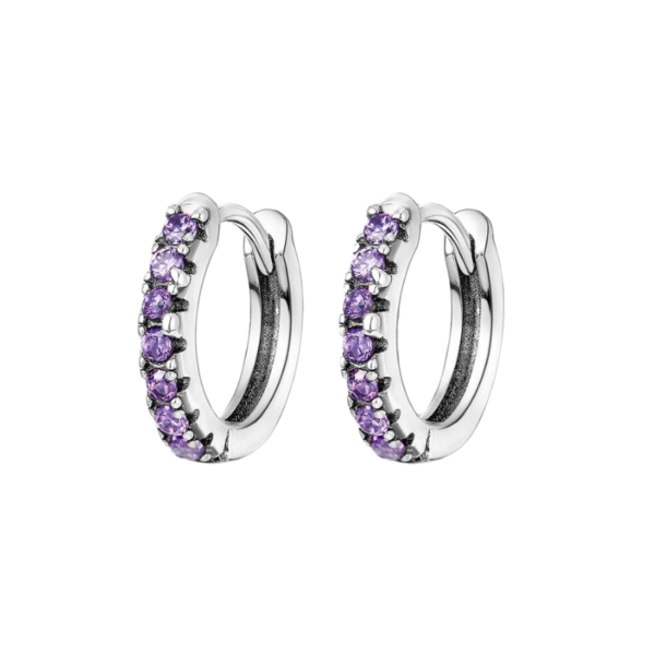 Purple Diamante Hoop Earrings