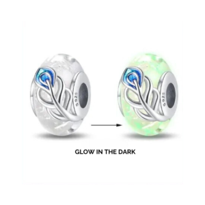 White Glow in the Dark Murano Charm