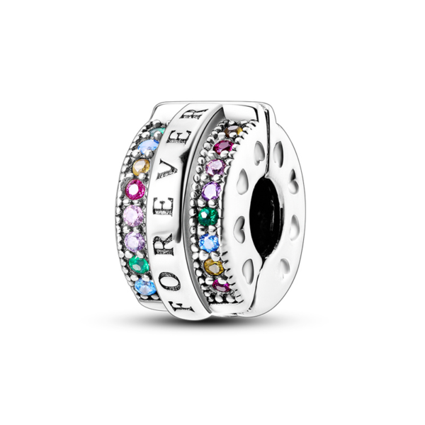 Colourful Diamante Stopper Spacer with "Forever" Engraving