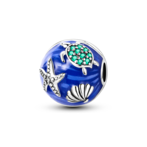 Ocean Ball Charm with Seashell, Starfish & Turtle