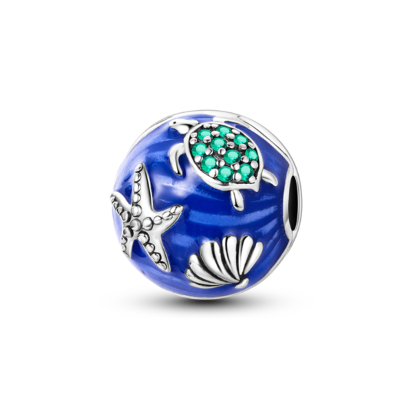 Ocean Ball Charm with Seashell, Starfish & Turtle Ocean Ball Charm with Seashell, Starfish & Turtle