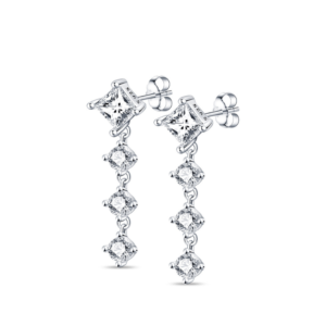 Silver Diamante Dangle Elegant Earrings