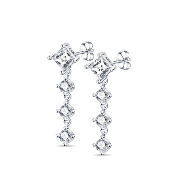 Silver Diamante Dangle Elegant Earrings Silver Diamante Dangle Elegant Earrings
