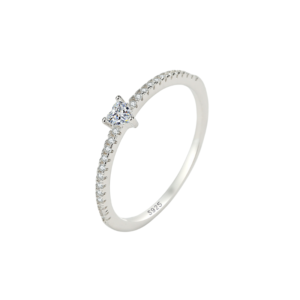 Petite Heart Thin Band Diamante Ring