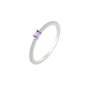 Rectangle Gem Diamante Ring - Purple