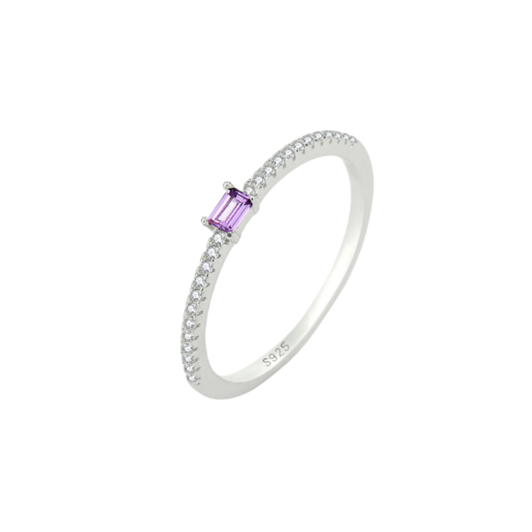 Rectangle Gem Diamante Ring – Purple Rectangle Gem Diamante Ring - Purple