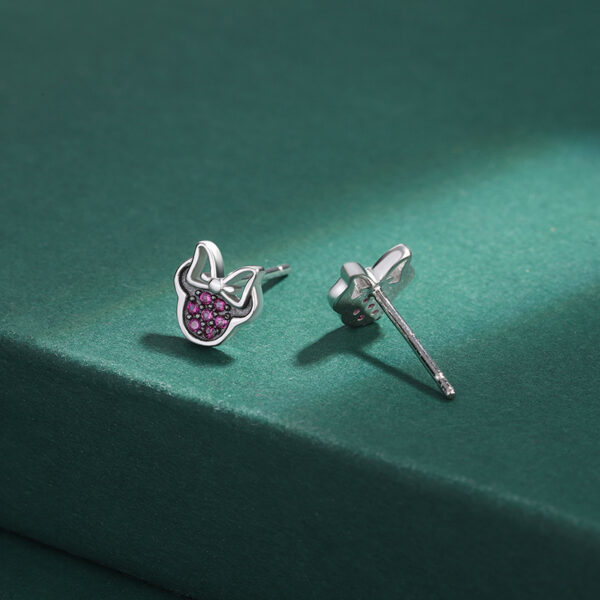 Minnie Style Pink Sterling Silver Earrings