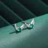 Crescent Moon with Green Diamante Sterling Silver Earrings