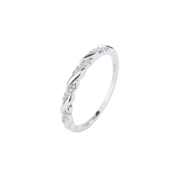 Plain & Diamante Twist Ring