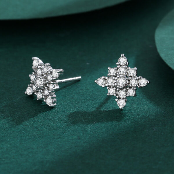 Diamante Star Design Silver Earrings