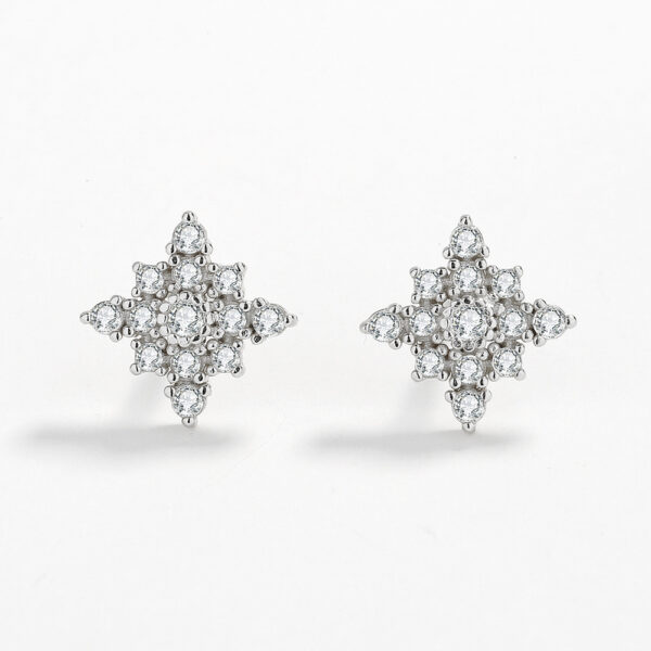 Diamante Star Design Silver Earrings
