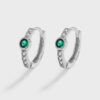 Hint of Emerald Diamante Hoop Silver Earrings