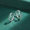 Hint of Emerald Diamante Hoop Silver Earrings