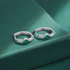 Hint of Emerald Diamante Hoop Silver Earrings