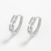 Crystal Rectangle Hoop Silver Earrings