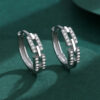 Crystal Rectangle Hoop Silver Earrings