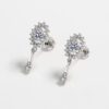 Halo Diamante Drop Silver Earrings