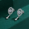 Halo Diamante Drop Silver Earrings