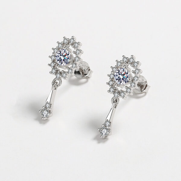 Halo Diamante Drop Silver Earrings