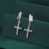 Prayer Dangle Cross Silver Earrings