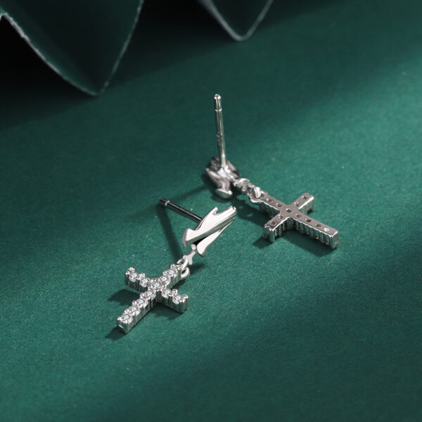 Prayer Dangle Cross Silver Earrings