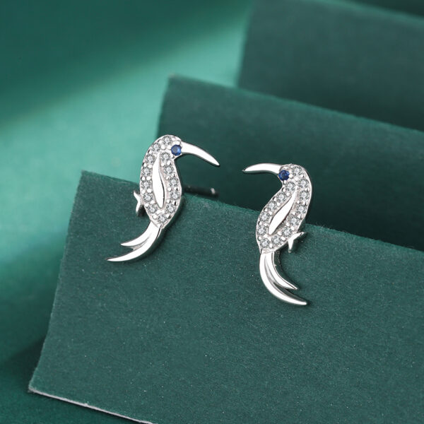 Humming Hope Diamante Bird Silver Earrings