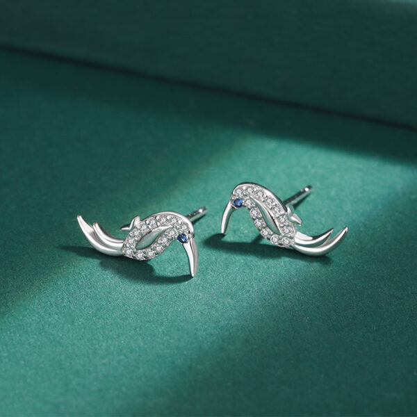 Humming Hope Diamante Bird Silver Earrings
