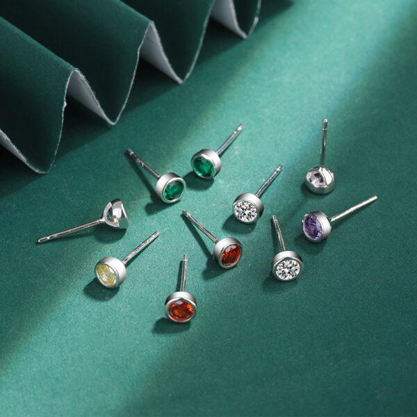 White Stud Small Diamante Silver Earrings