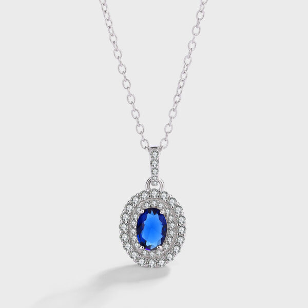Orbit Blue Gem & Diamante Silver Necklace