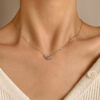 Dainty Crystal Arc Diamante Silver Necklace