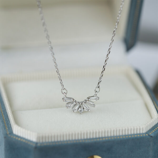 Dainty Crystal Arc Diamante Silver Necklace